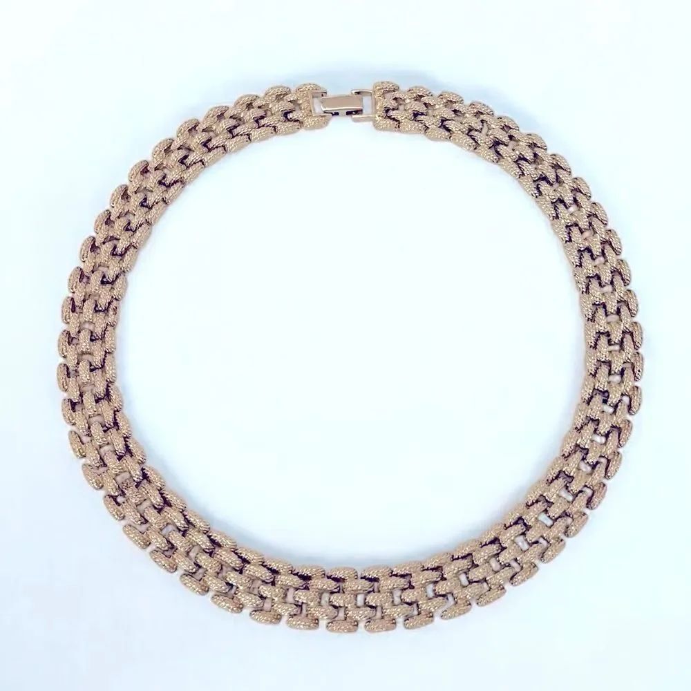 Vintage Gold Panther Chain Collar Necklace